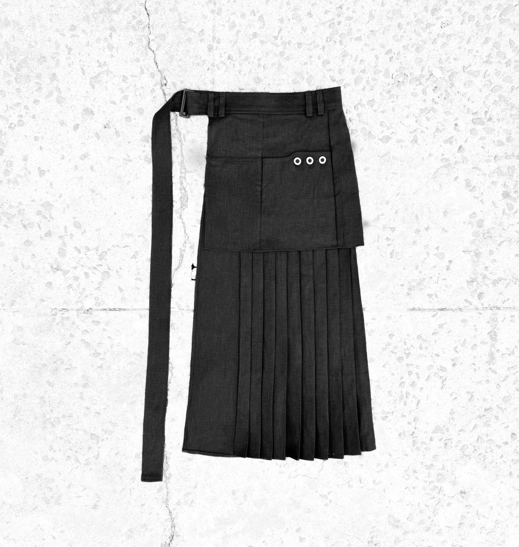 The Pleated Overlay Skirt in Linen