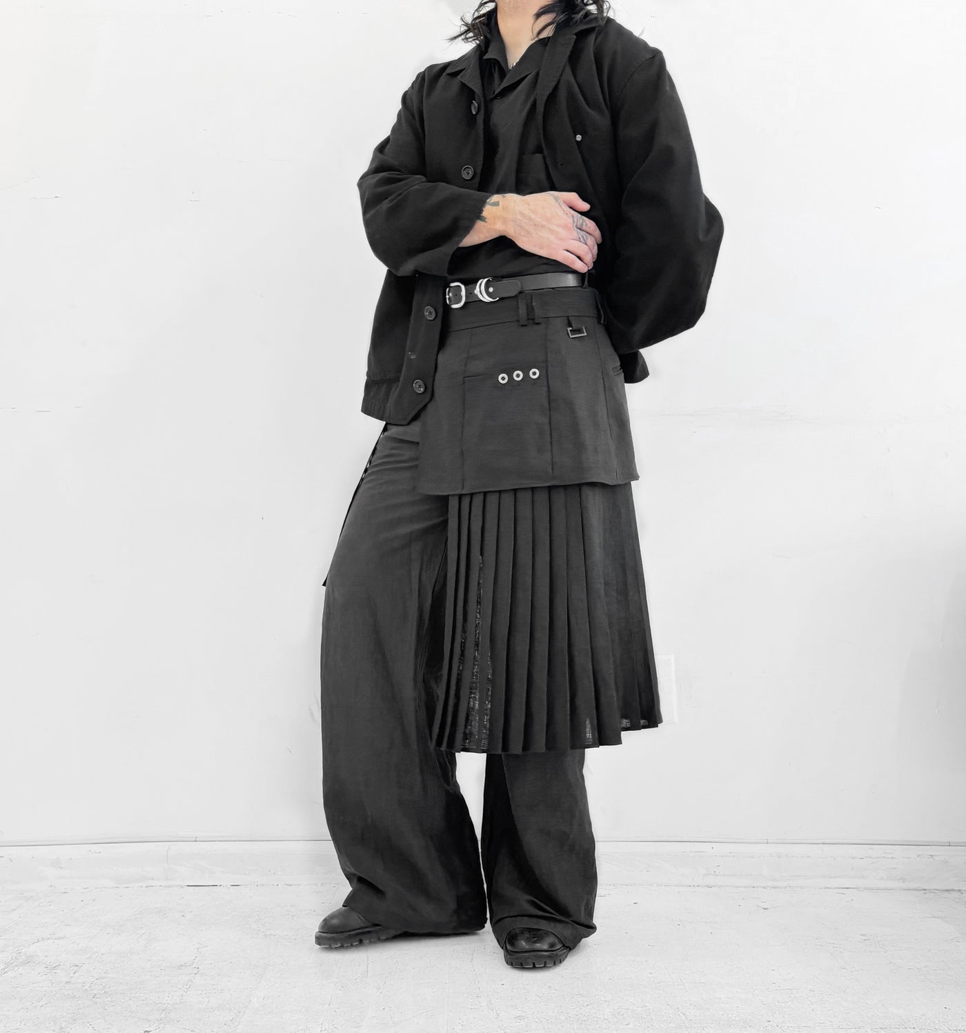 Pleated Overlay Skirt in Linen