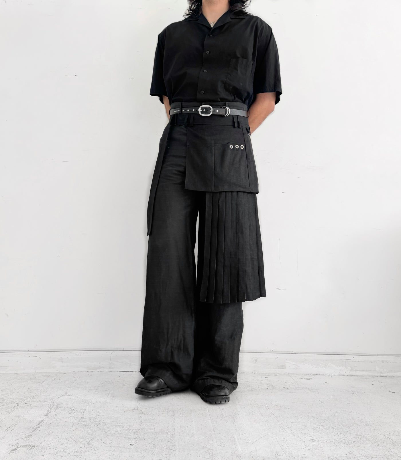 Pleated Overlay Skirt in Linen