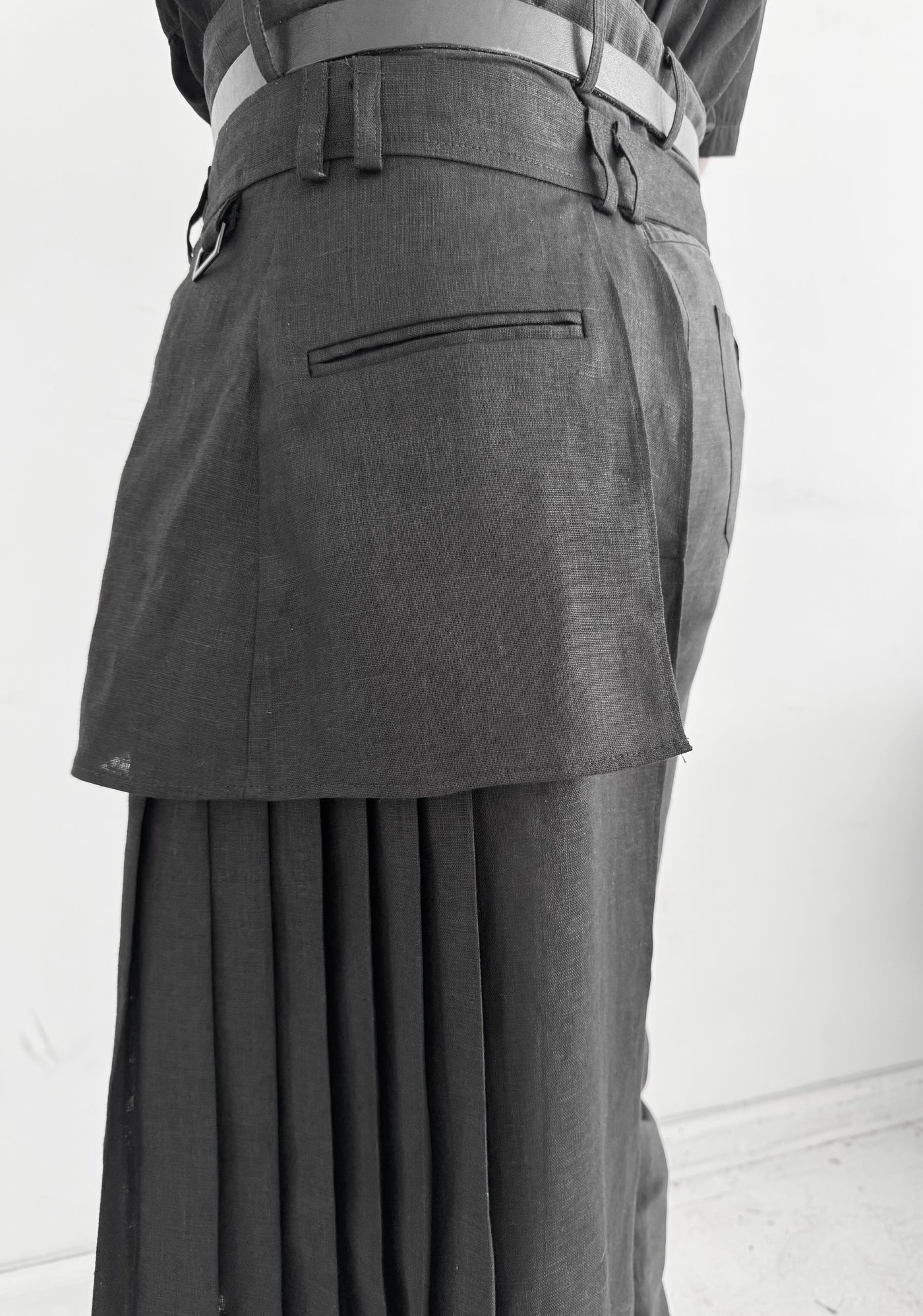 Pleated Overlay Skirt in Linen
